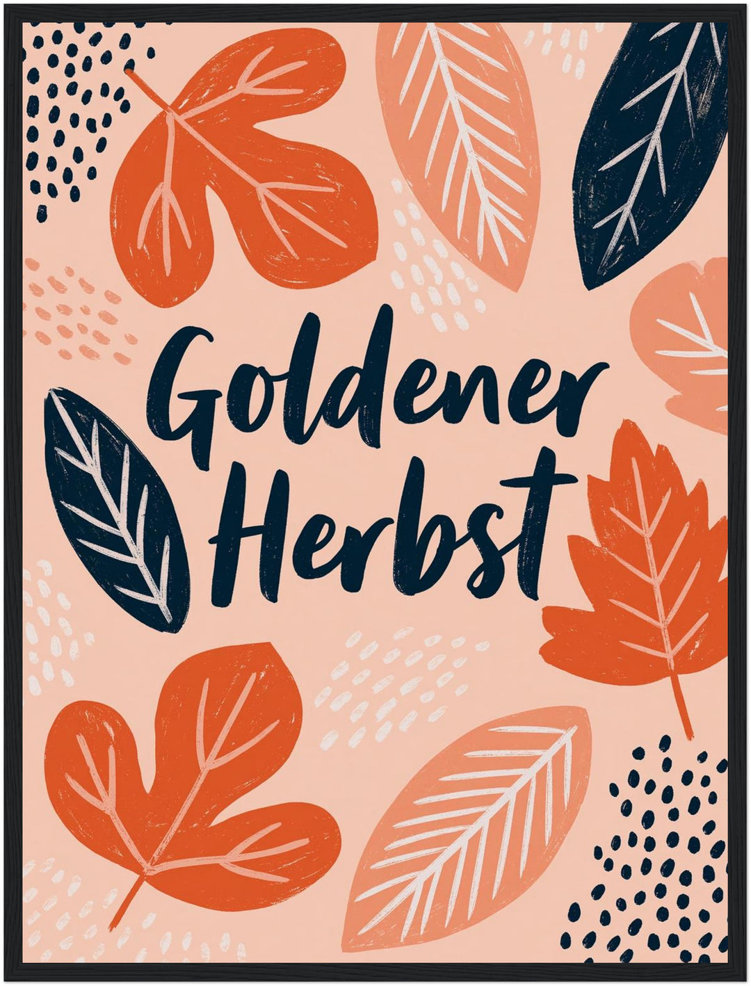 Goldener Herbst Blätterreigen Poster – Schwarzer Rahmen – Produktfoto