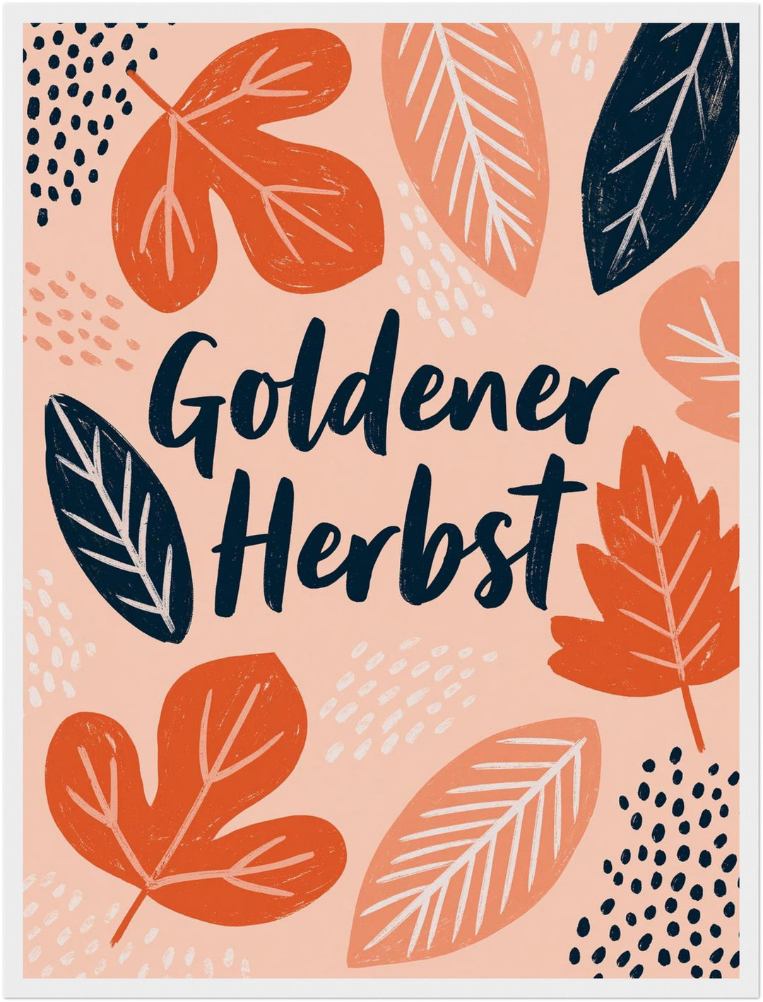 Goldener Herbst Blätterreigen Poster – Weißer Rahmen – Produktfoto