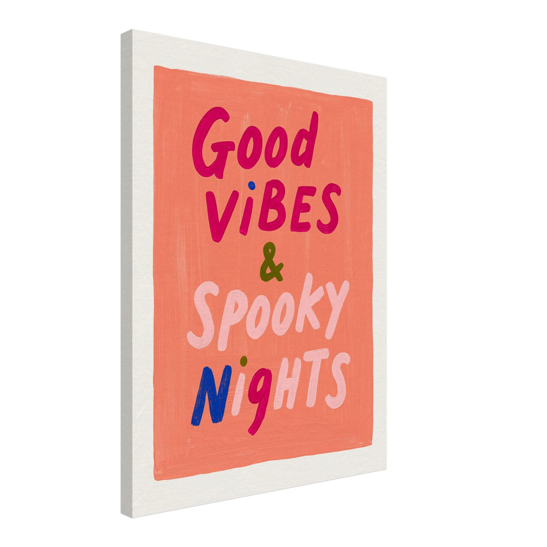 Gute Vibes Spooky Nights Leinwandbild – Schräge Ansicht – Produktfoto