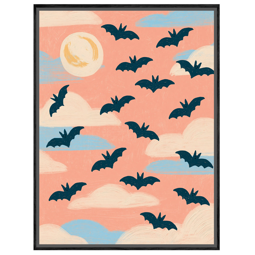Halloween Fledermäuse Rosa Leinwandbild – Leinwandbild
