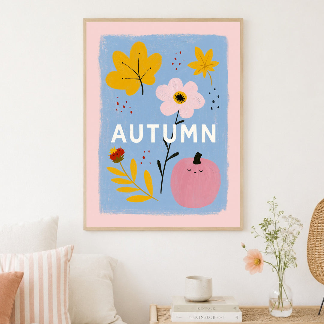 Herbst in Rosa und Gold Poster – Holz natur Rahmen – Produktfoto