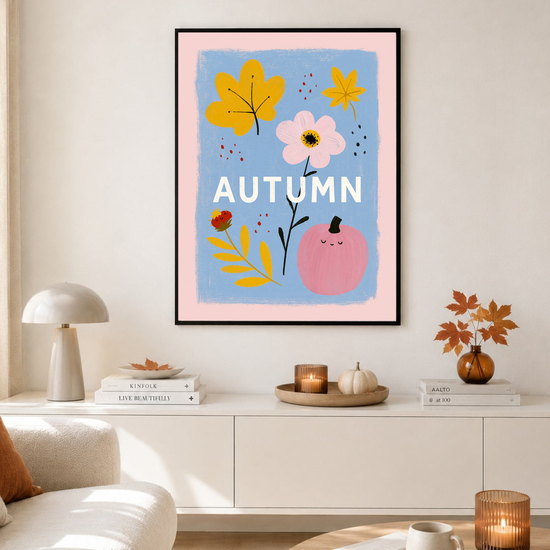 Herbst in Rosa und Gold Poster – Schwarzer Rahmen – Produktfoto
