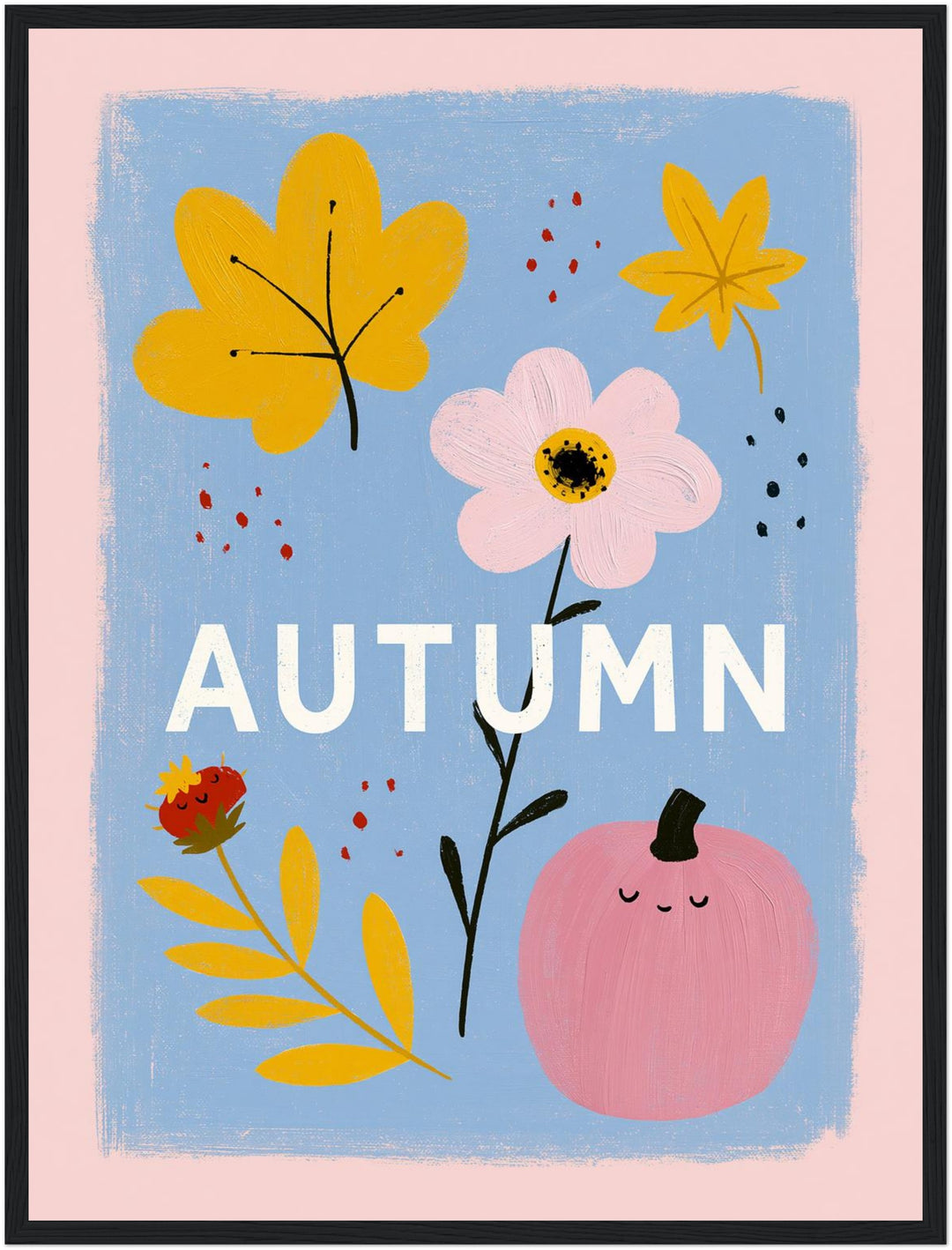 Herbst in Rosa und Gold Poster – Schwarzer Rahmen – Produktfoto