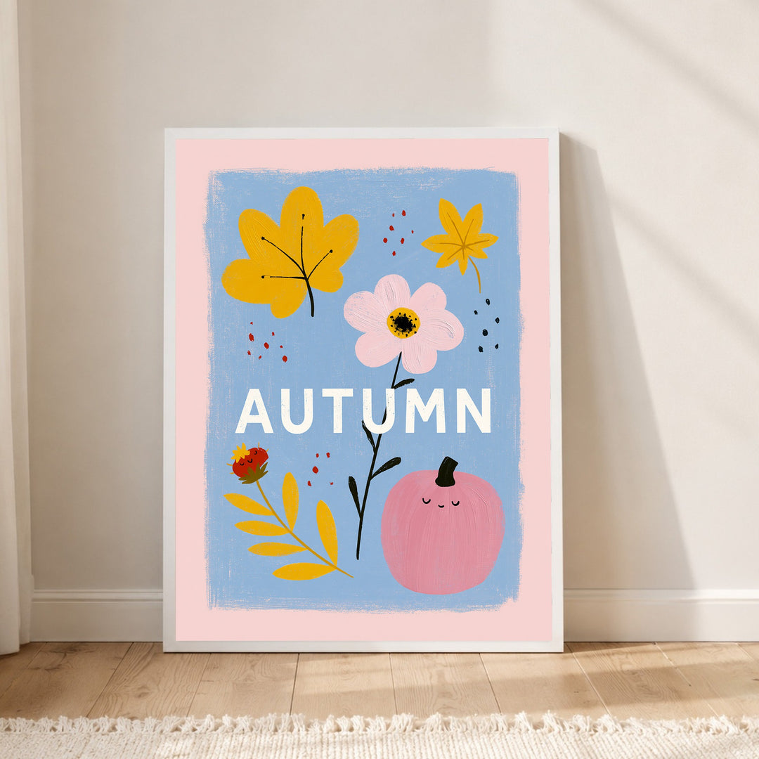 Herbst in Rosa und Gold Poster – Weißer Rahmen – Produktfoto