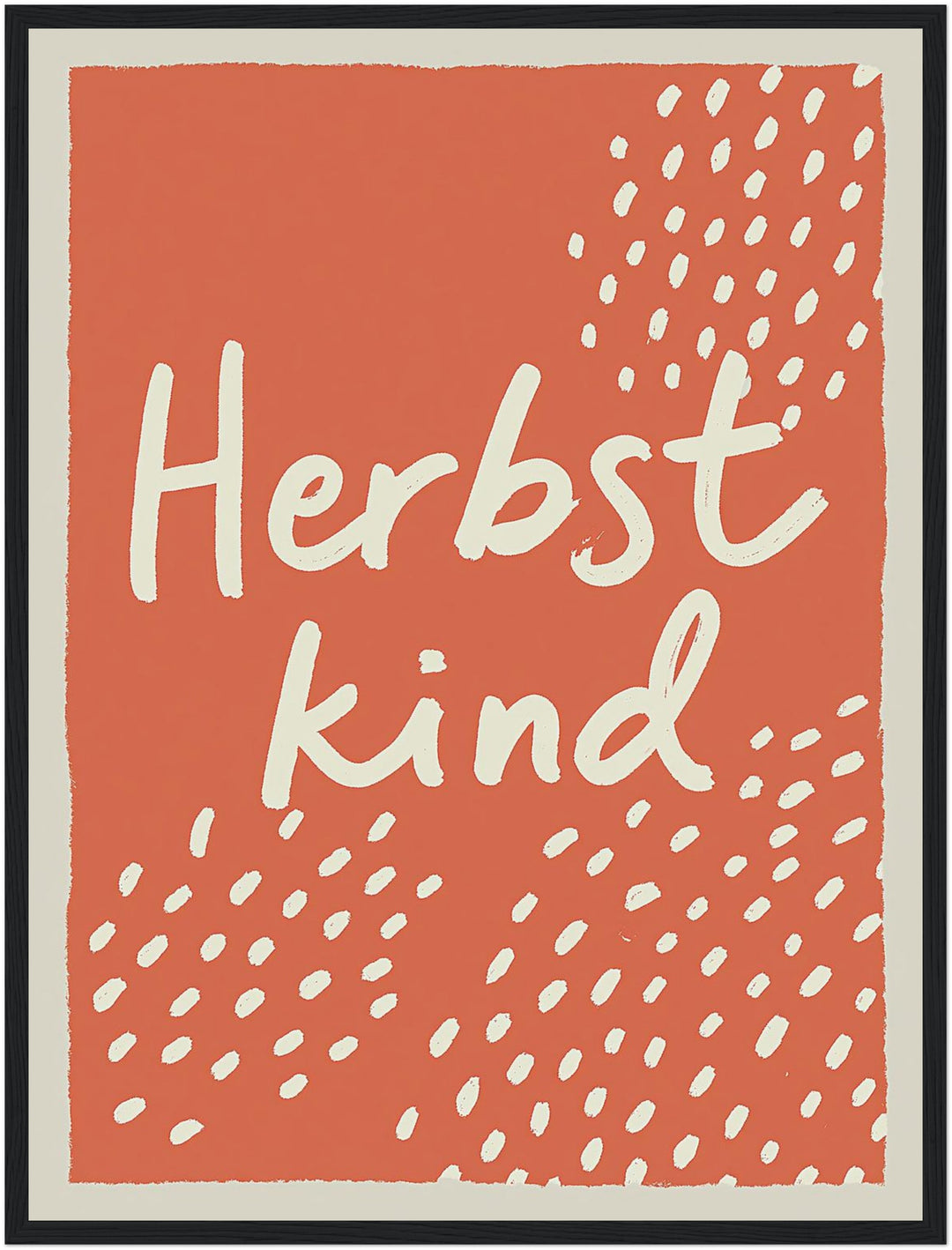 herbstkind-schriftzug Poster – Schwarzer Rahmen – Produktfoto