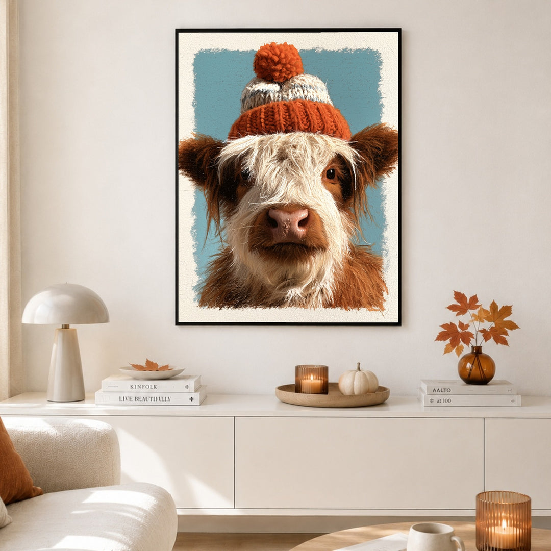 Highlander mit Wollmütze Poster – Schwarzer Rahmen – Produktfoto