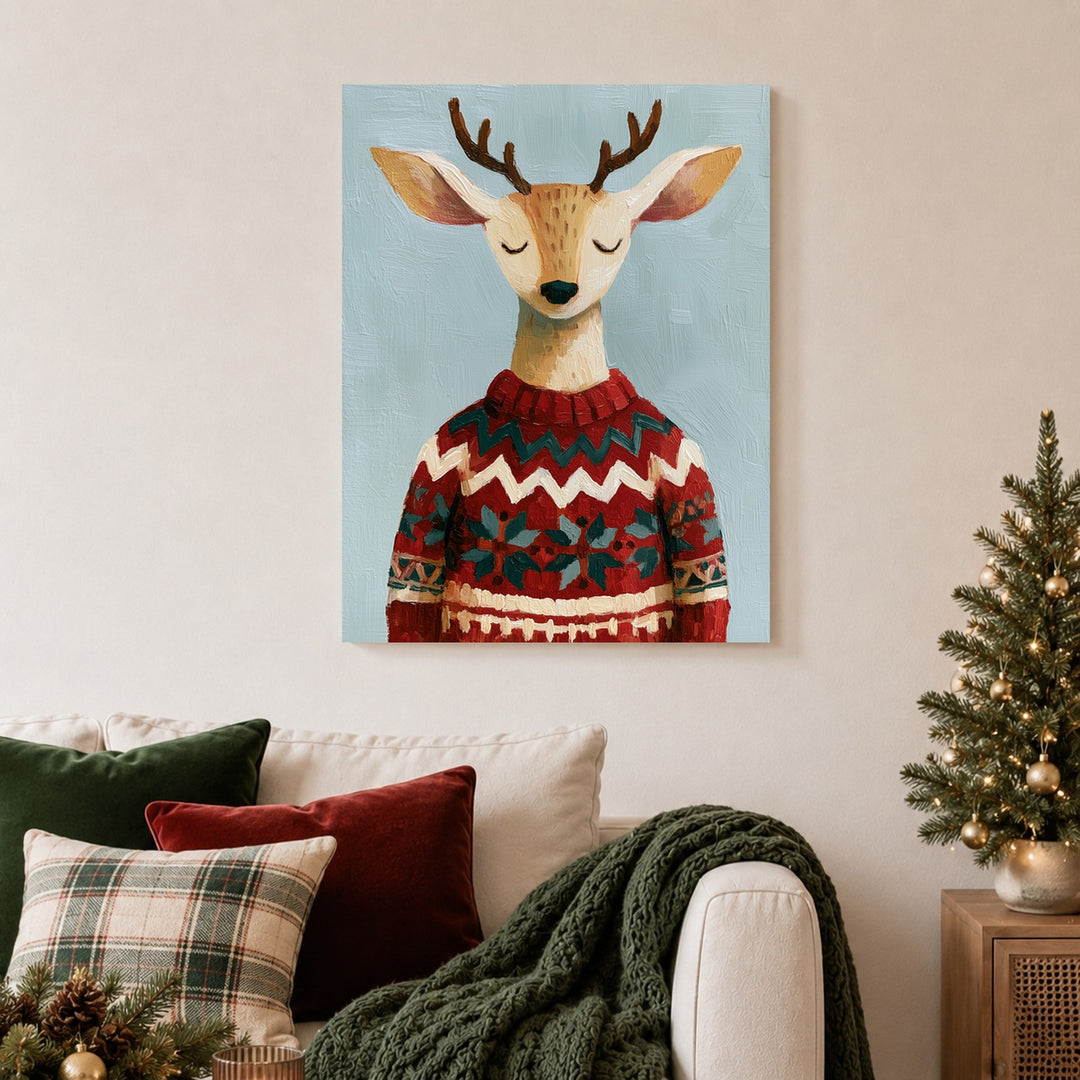 Rentier im Weihnachtspullover Poster – Ohne Rahmen – Produktfoto