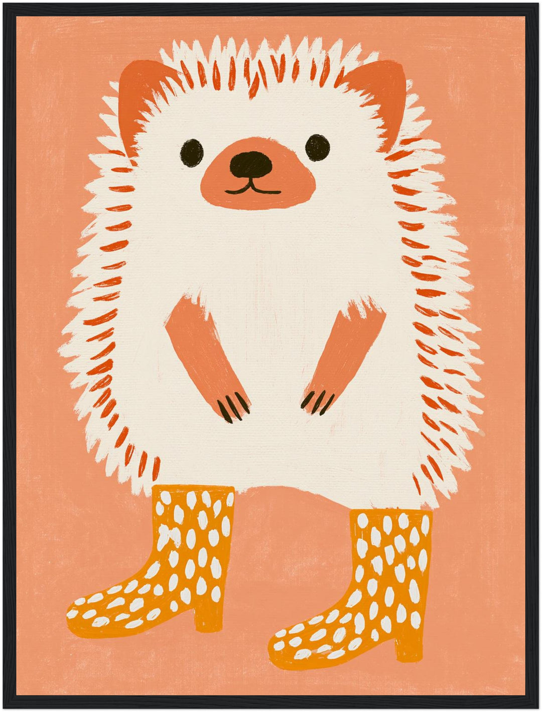 Igel in Gummistiefeln Poster – Schwarzer Rahmen – Produktfoto