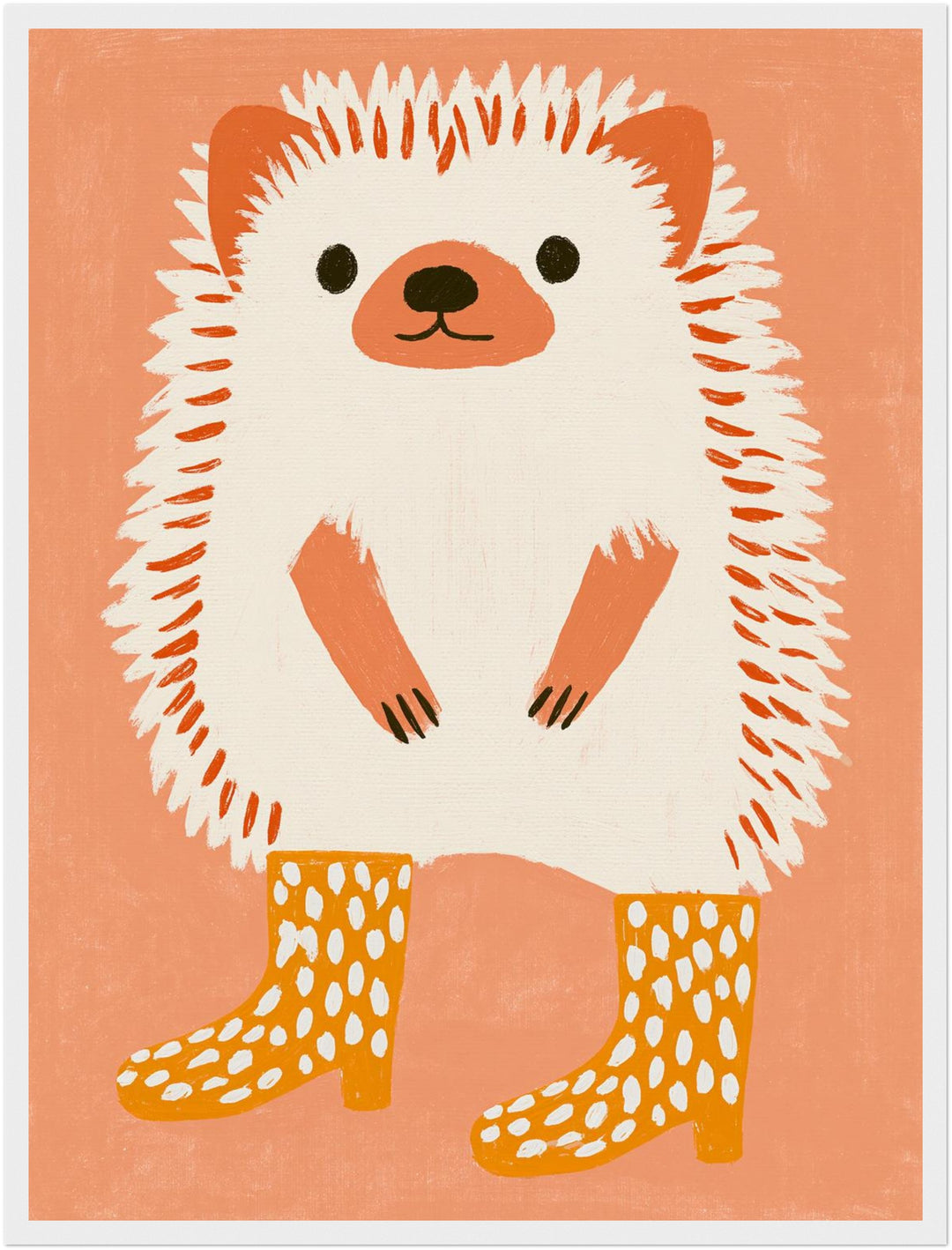 Igel in Gummistiefeln Poster – Weißer Rahmen – Produktfoto