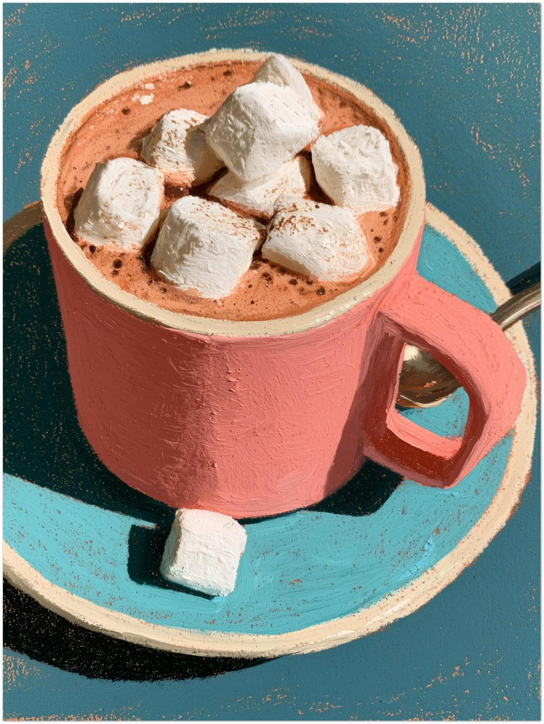 Kakao mit Marshmallows Leinwandbild – Ohne Rahmen – Produktfoto