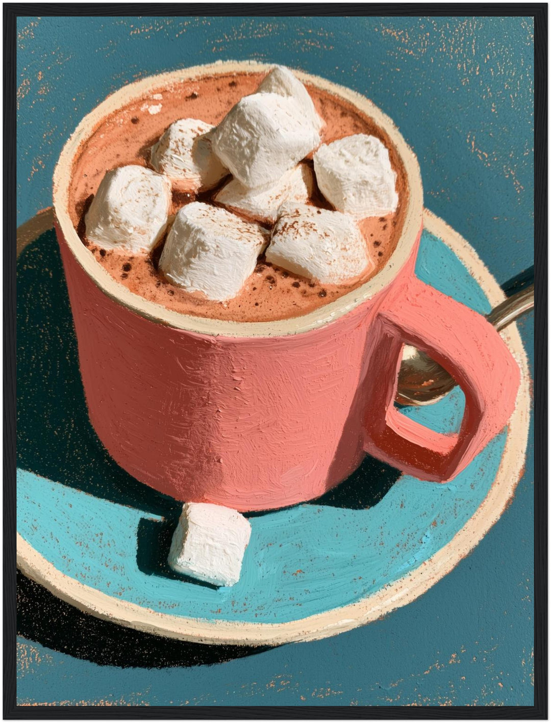 Kakao mit Marshmallows Poster – Schwarzer Rahmen – Produktfoto