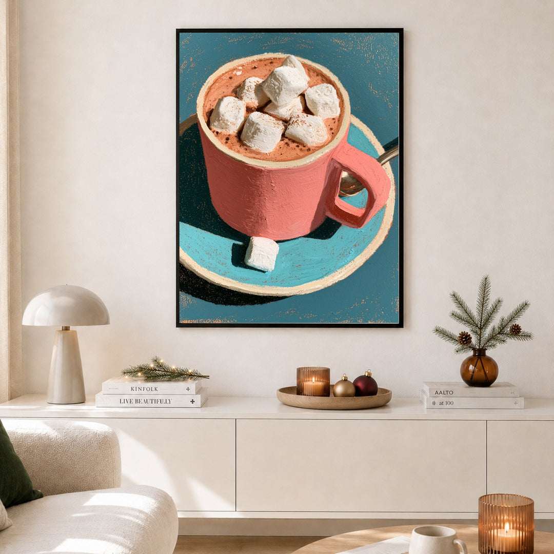 Kakao mit Marshmallows Poster – Schwarzer Rahmen – Produktfoto