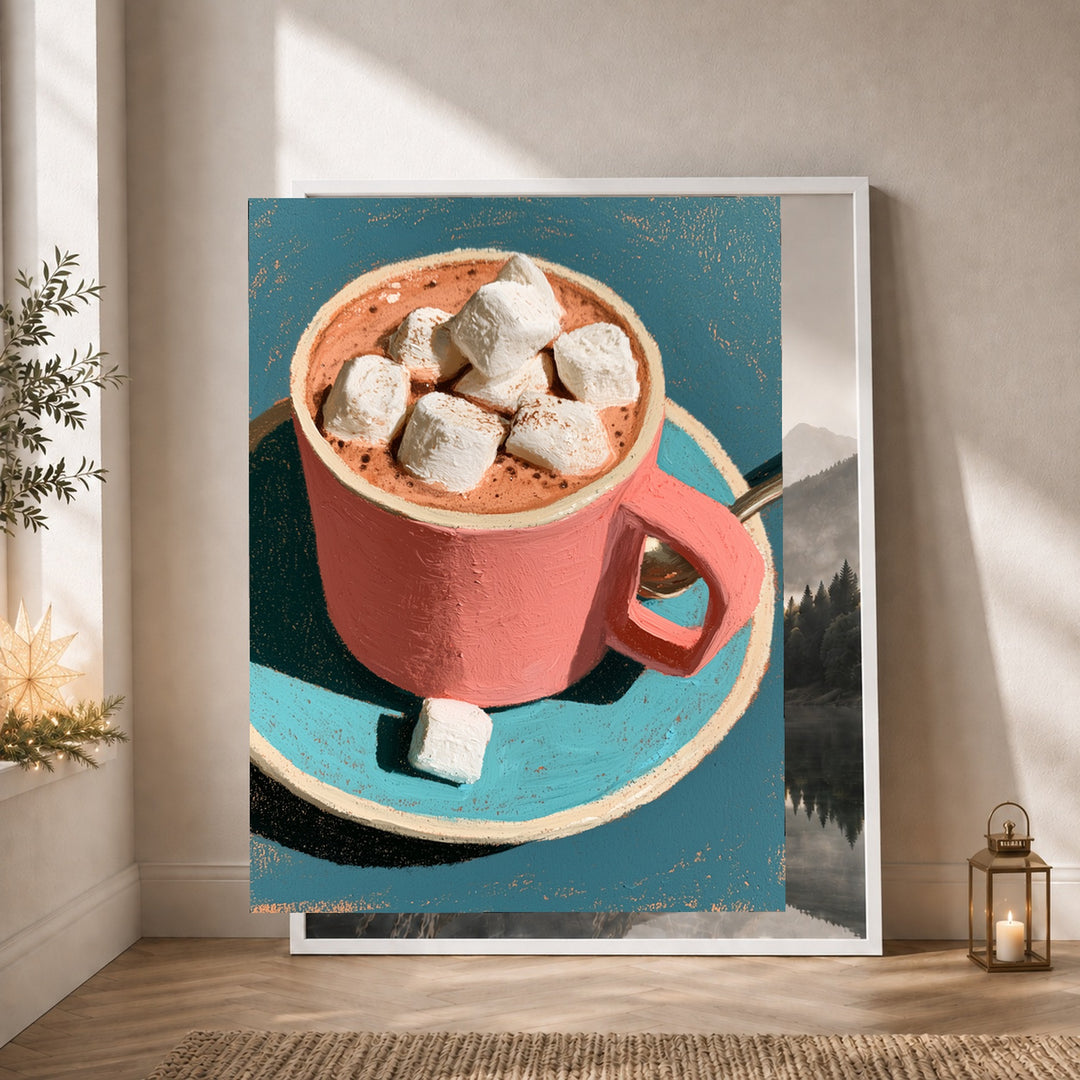 Kakao mit Marshmallows Poster – Weißer Rahmen – Produktfoto