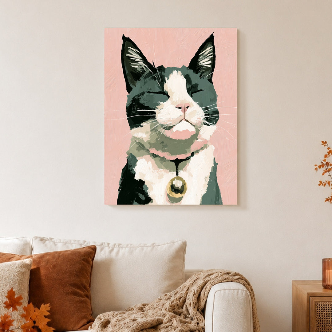 Zufriedene Katze mit Glöckchen Poster – Ohne Rahmen – Produktfoto