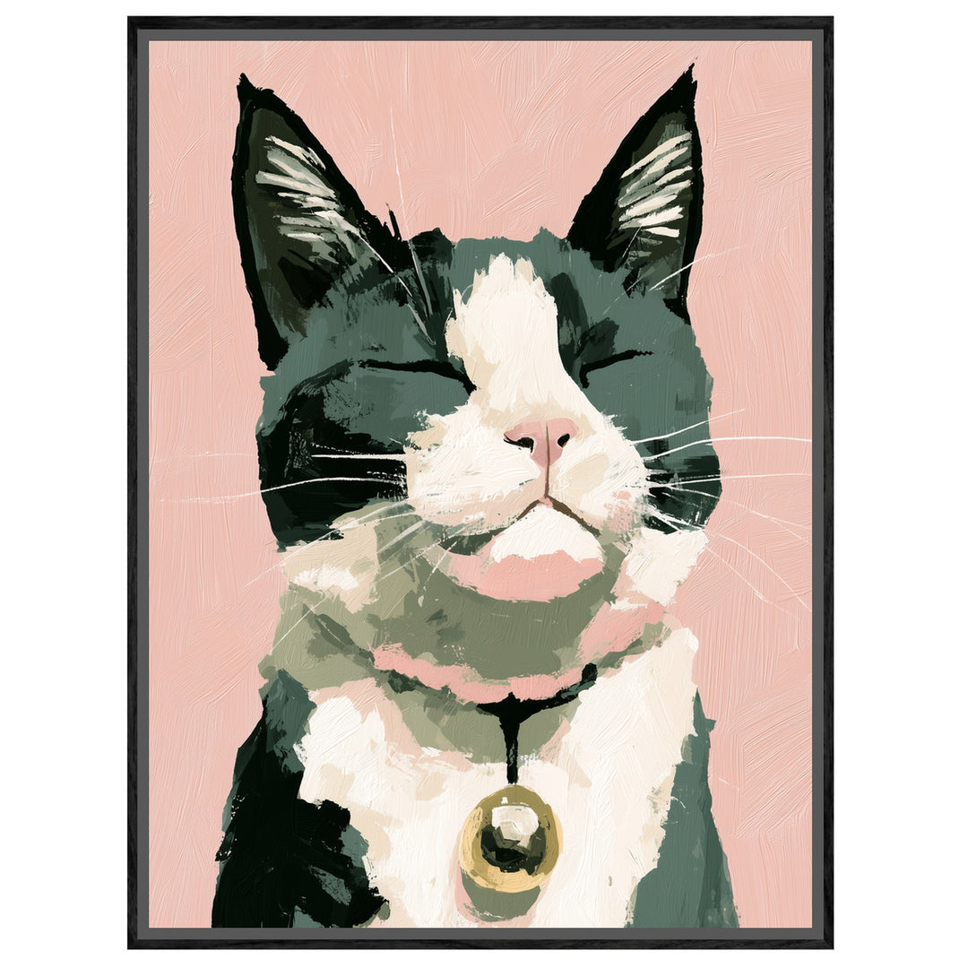 Zufriedene Katze mit Glöckchen Leinwandbild – Leinwandbild