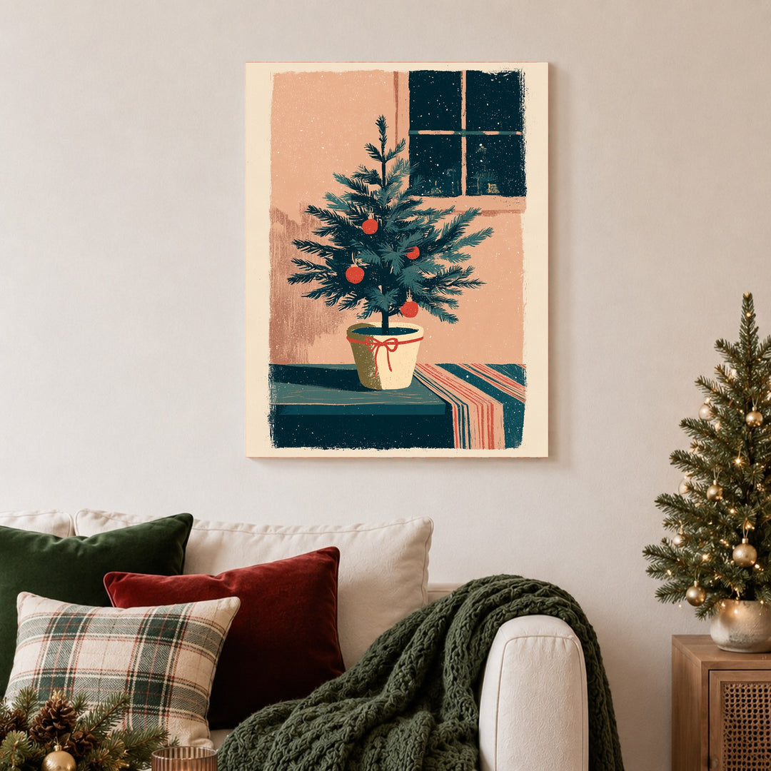 Kleiner Weihnachtsbaum im Schnee Poster – Ohne Rahmen – Produktfoto