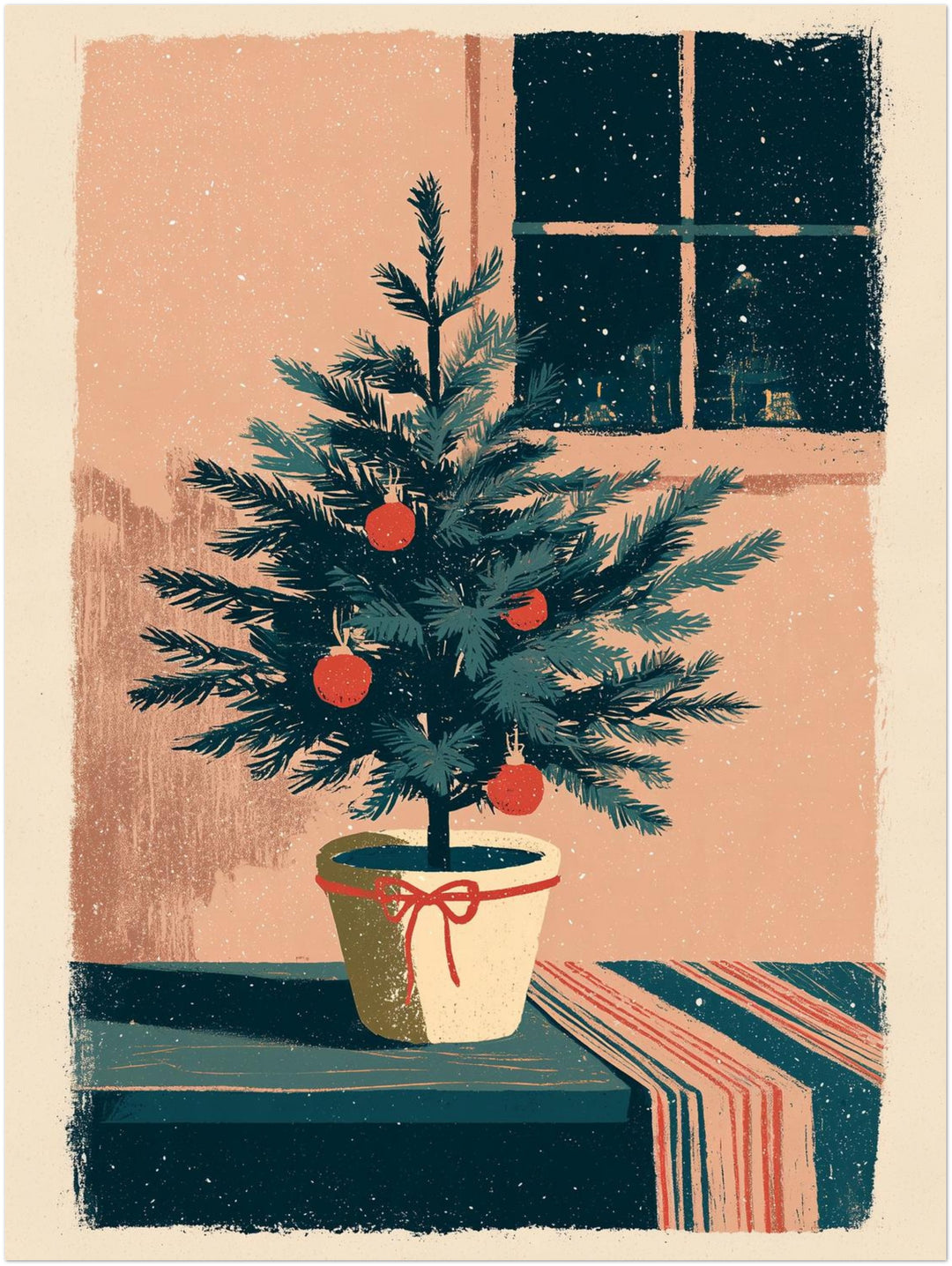 Kleiner Weihnachtsbaum im Schnee Leinwandbild – Ohne Rahmen – Produktfoto