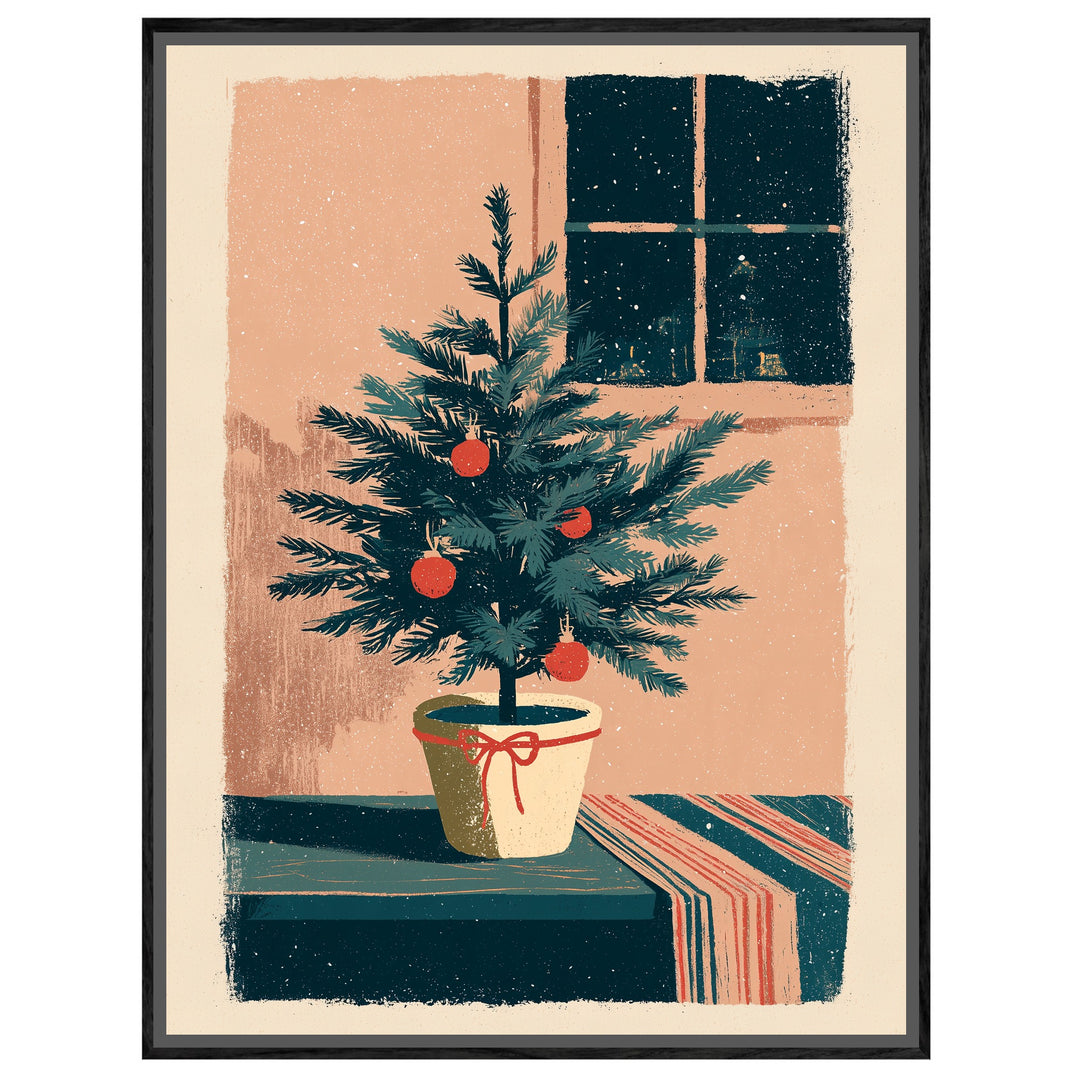 Kleiner Weihnachtsbaum im Schnee Leinwandbild – Leinwandbild