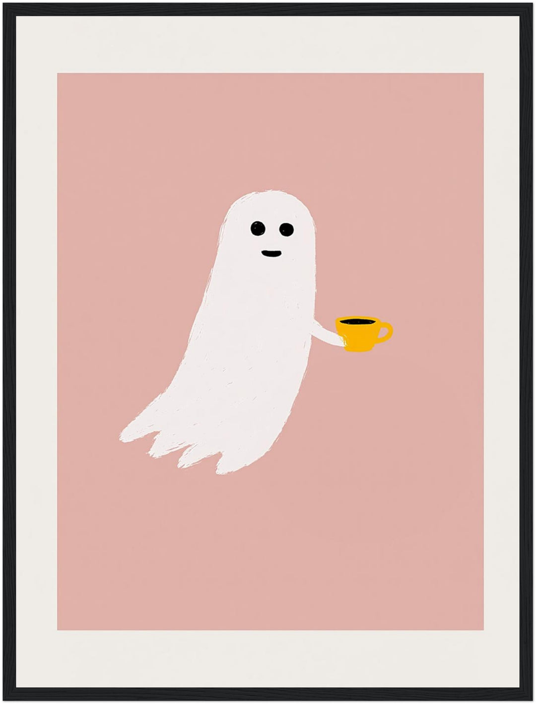 Kleines Gespenst Kaffeepause Poster – Schwarzer Rahmen – Produktfoto