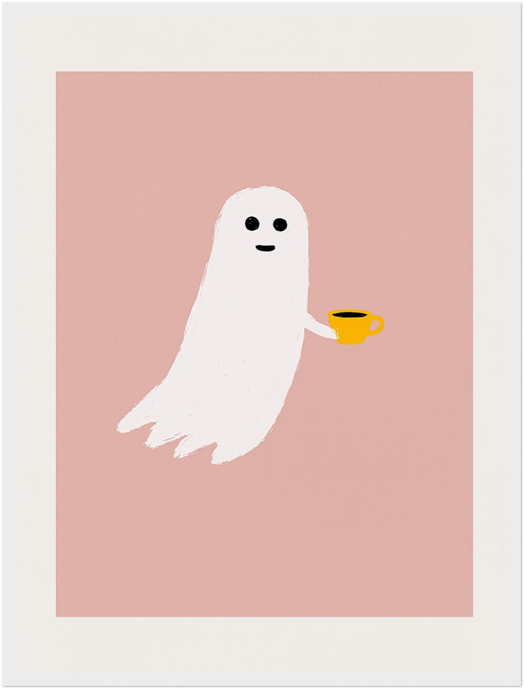 Kleines Gespenst Kaffeepause Poster – Weißer Rahmen – Produktfoto