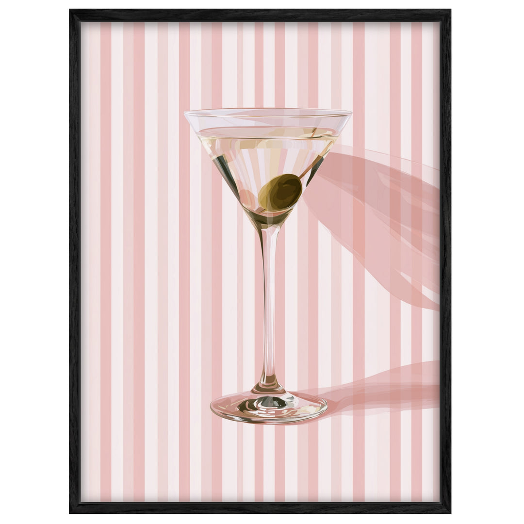 Martini mit Olive rosa Leinwandbild – Leinwandbild