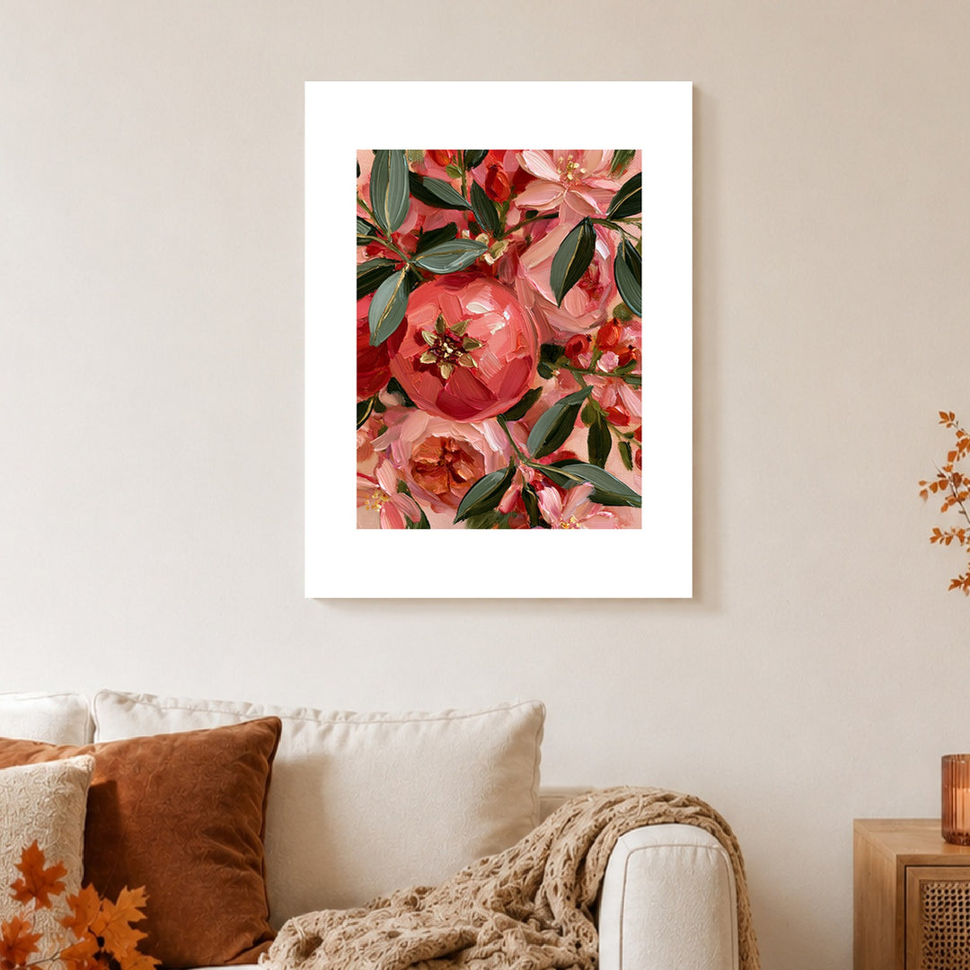 Pfingstrosenblüten in Korallrot Poster – Ohne Rahmen – Produktfoto