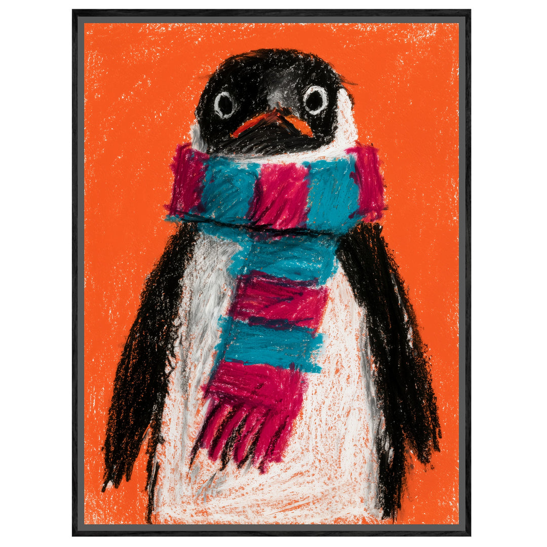 Pinguin mit Schal Leinwandbild – Leinwandbild