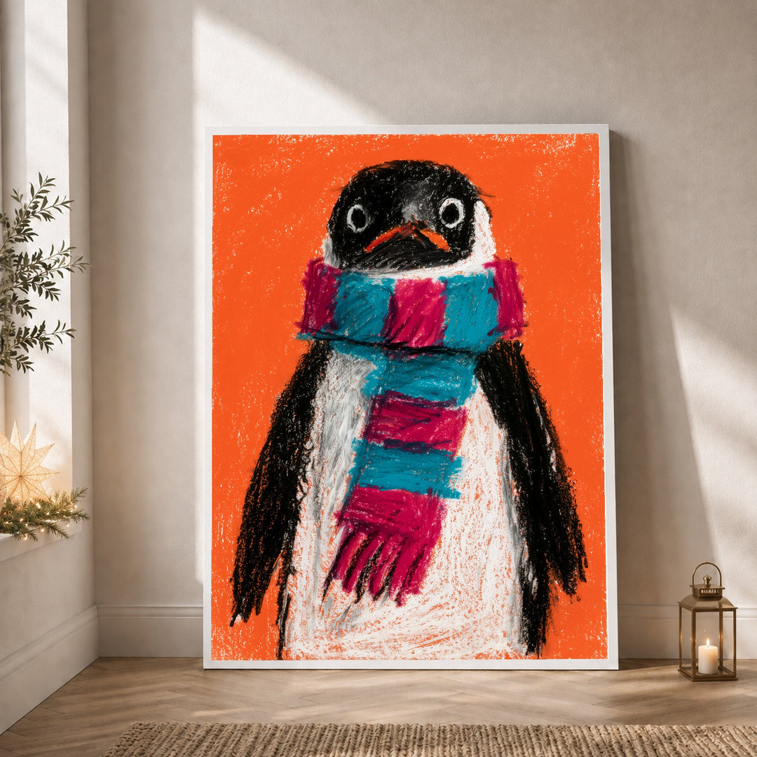 Pinguin mit Schal Poster