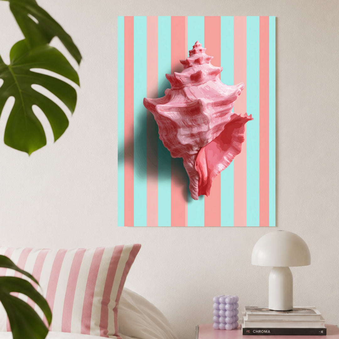 Rosa Muschel gestreift Poster – Ohne Rahmen – Produktfoto