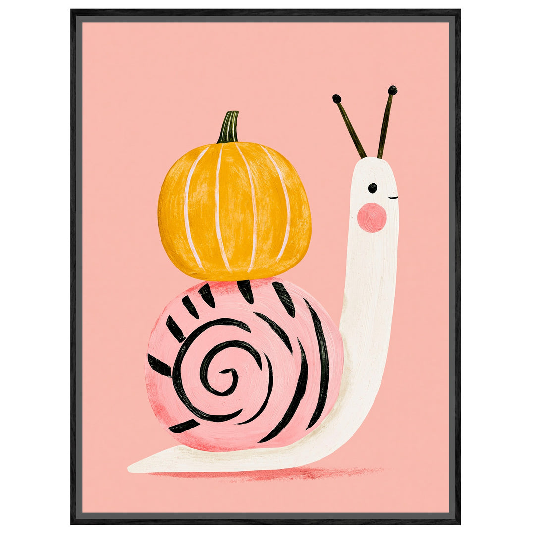 Schnecke mit Kürbis Leinwandbild – Leinwandbild