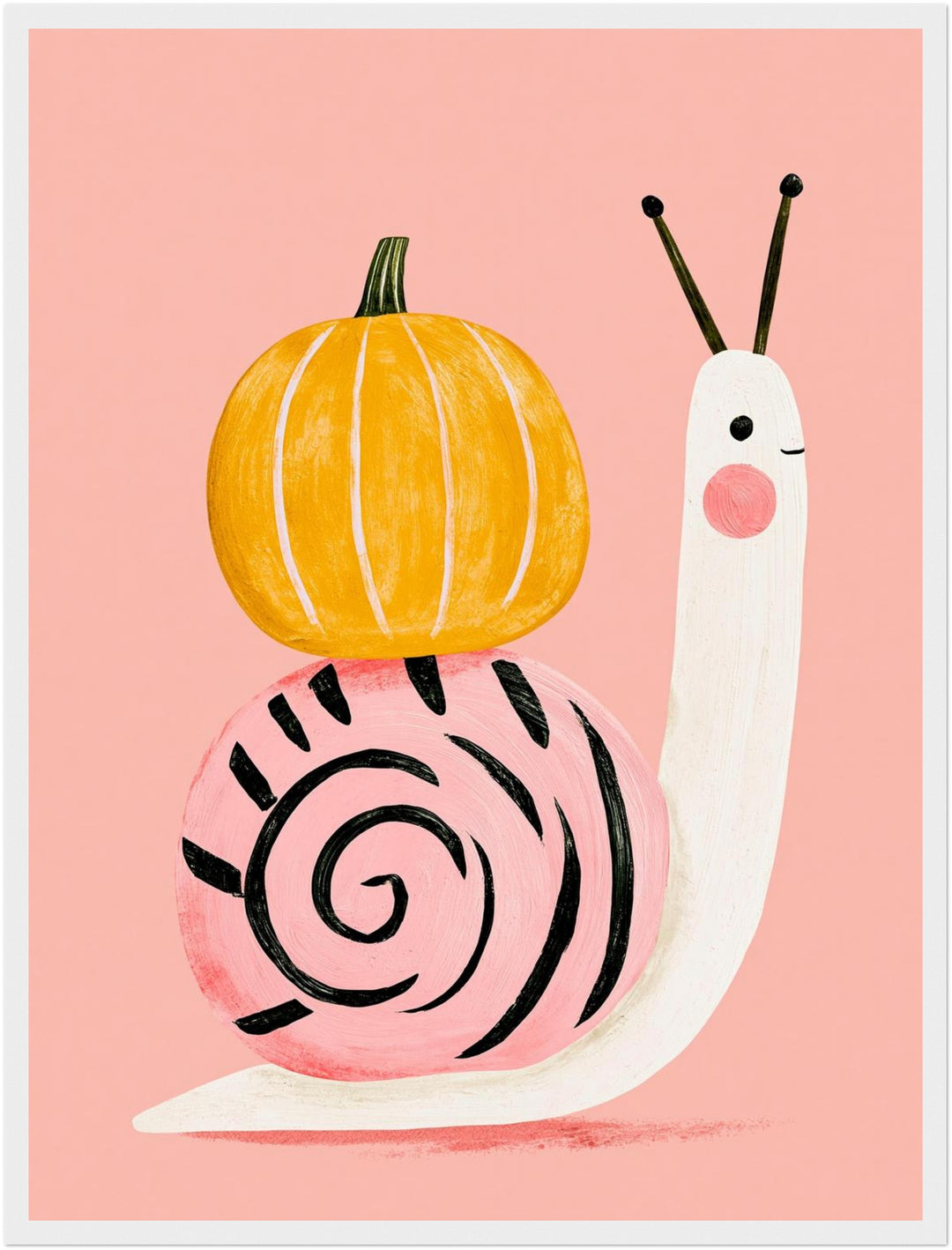 Schnecke mit Kürbis Poster – Weißer Rahmen – Produktfoto