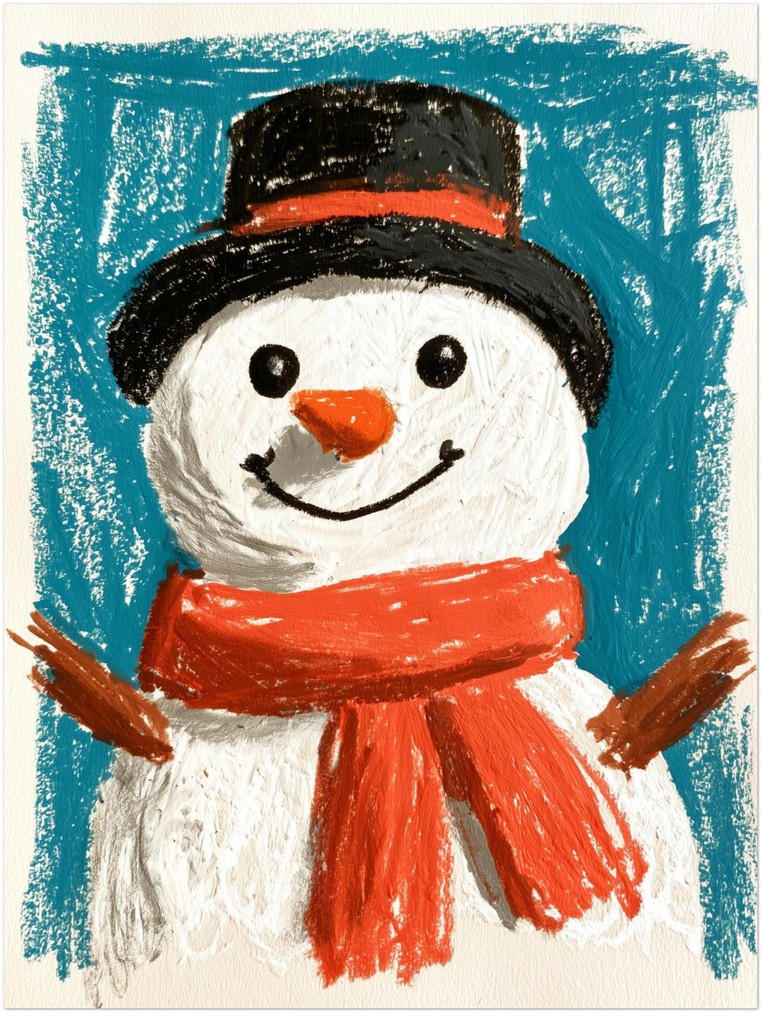 Fröhlicher Schneemann im Winter Leinwandbild – Ohne Rahmen – Produktfoto