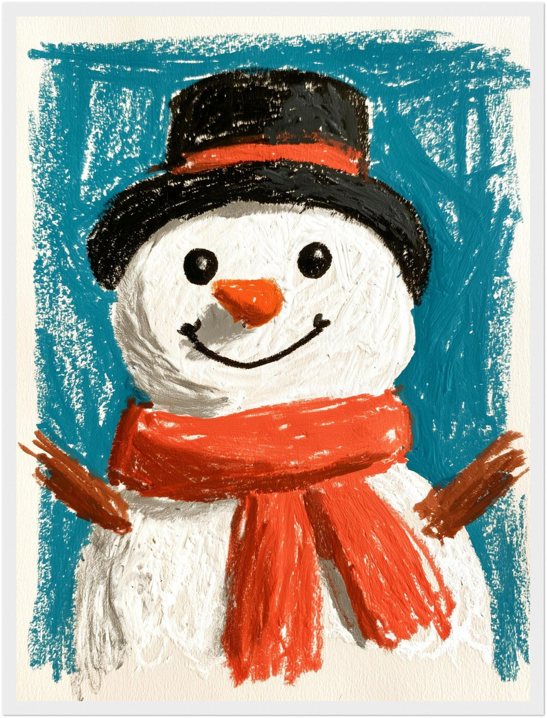 Fröhlicher Schneemann im Winter Poster – Weißer Rahmen – Produktfoto