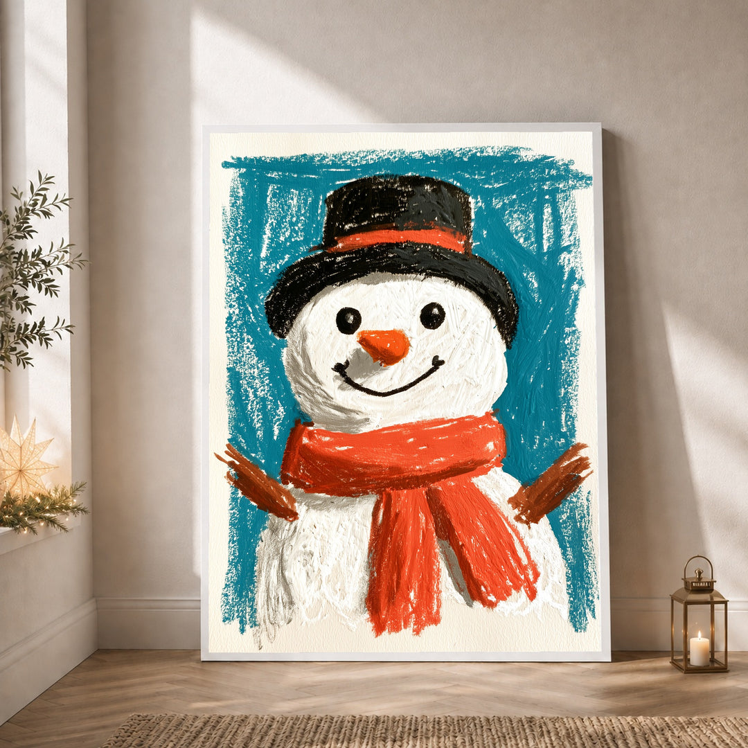Fröhlicher Schneemann im Winter Poster