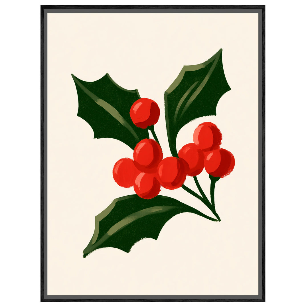 Stechpalme mit roten Beeren Leinwandbild – Leinwandbild