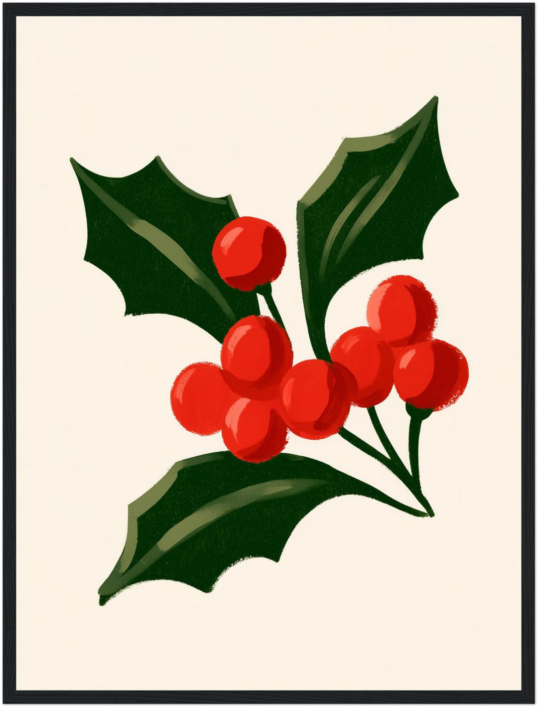 Stechpalme mit roten Beeren Poster – Schwarzer Rahmen – Produktfoto