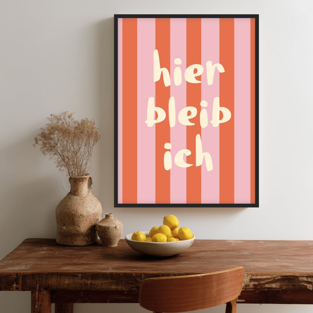Streifen hier bleib ich Leinwand Dopamin – Leinwand auf Holzrahmen – Ansicht 3