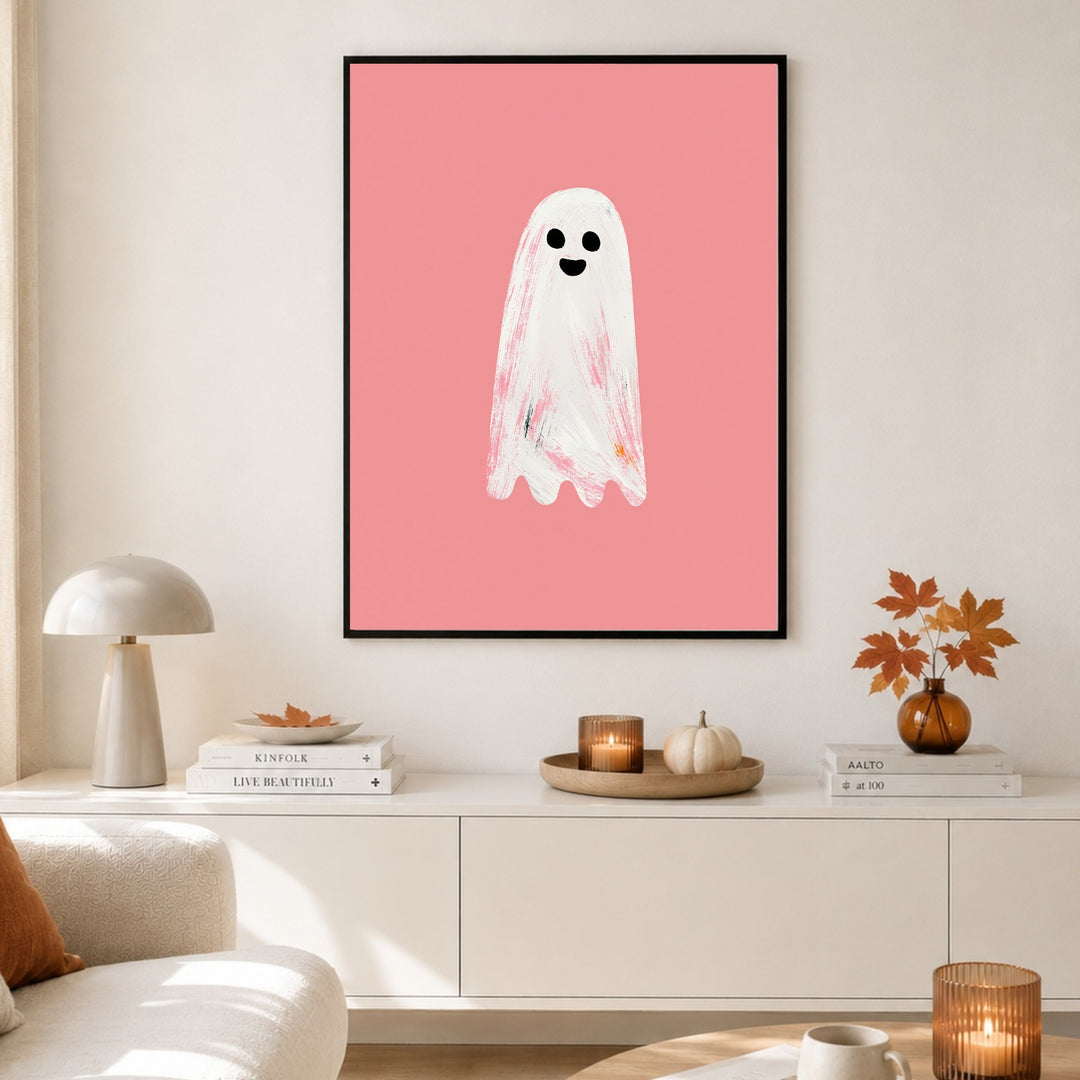 Freundliches Geist Aquarell Poster – Schwarzer Rahmen – Produktfoto