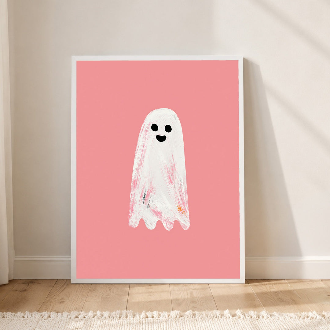 Freundliches Geist Aquarell Poster – Weißer Rahmen – Produktfoto