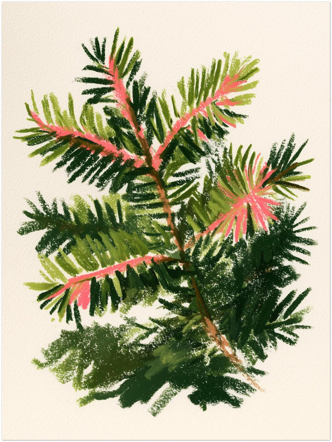 Tannenzweig mit rosa Trieben Poster – Ohne Rahmen – Produktfoto