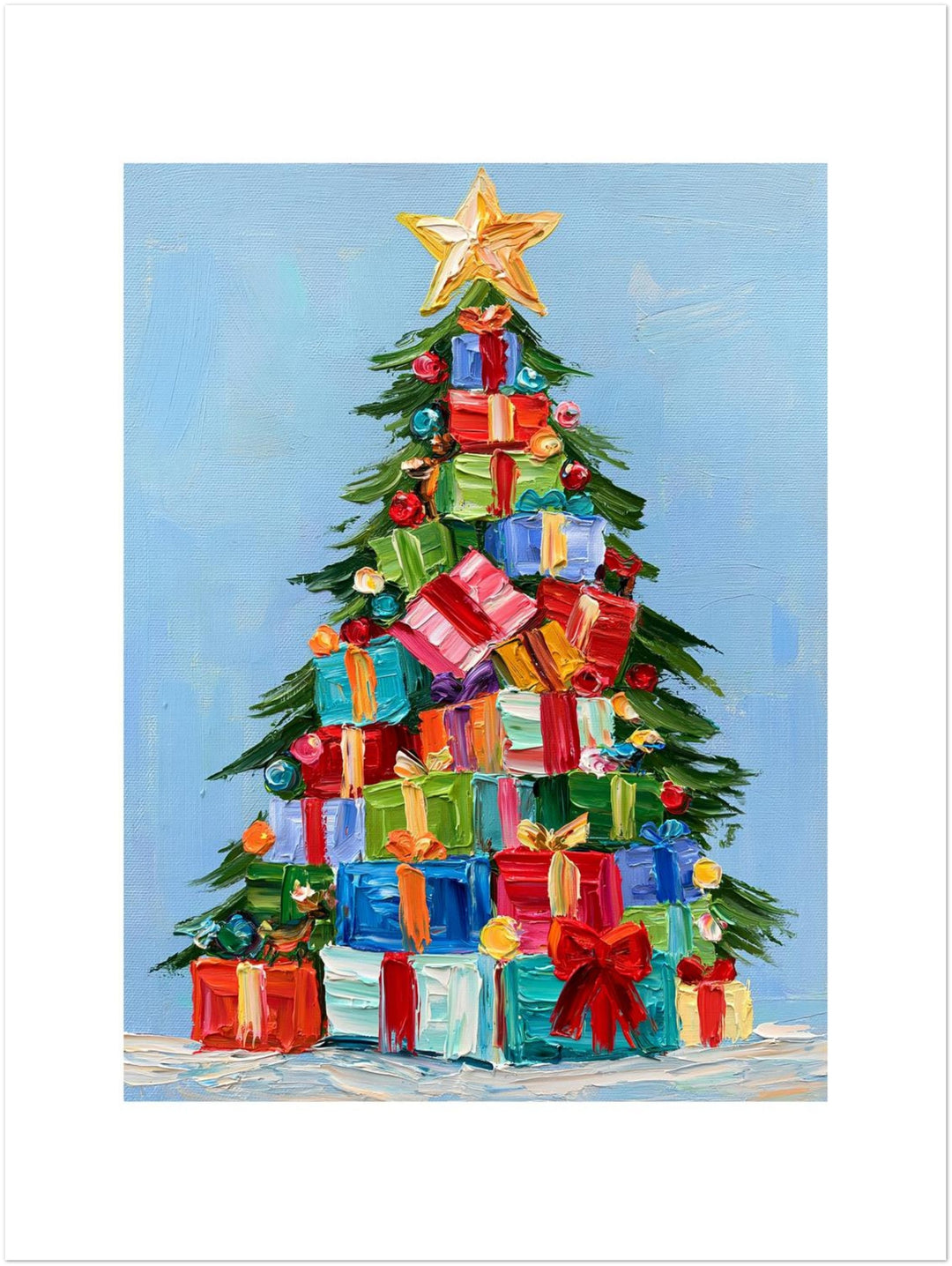 Bunter Weihnachtsbaum Geschenke Leinwandbild – Ohne Rahmen – Produktfoto