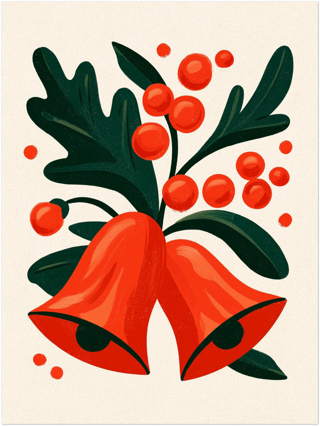 Rote Glocken mit Beeren Poster – Ohne Rahmen – Produktfoto