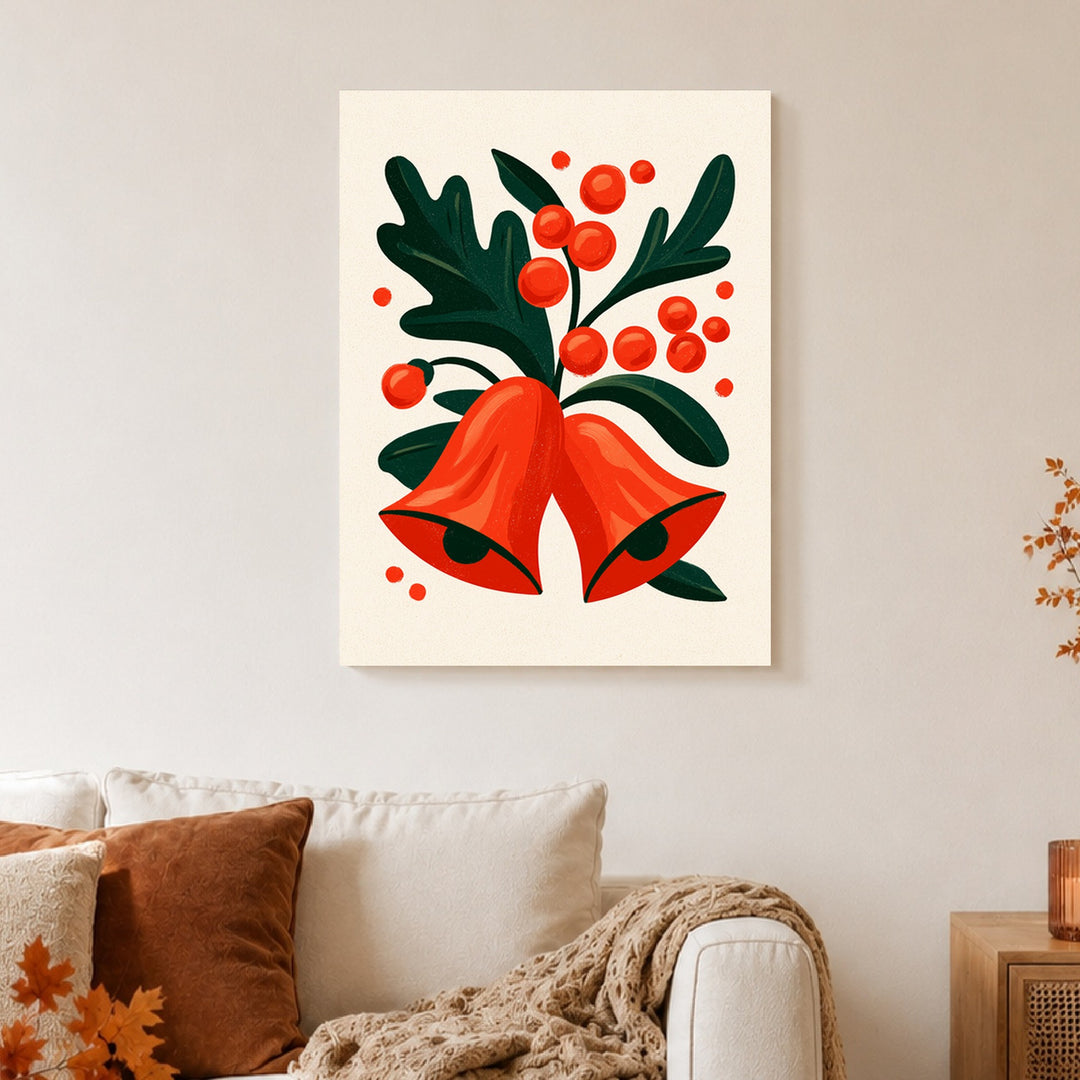 Rote Glocken mit Beeren Poster – Ohne Rahmen – Produktfoto