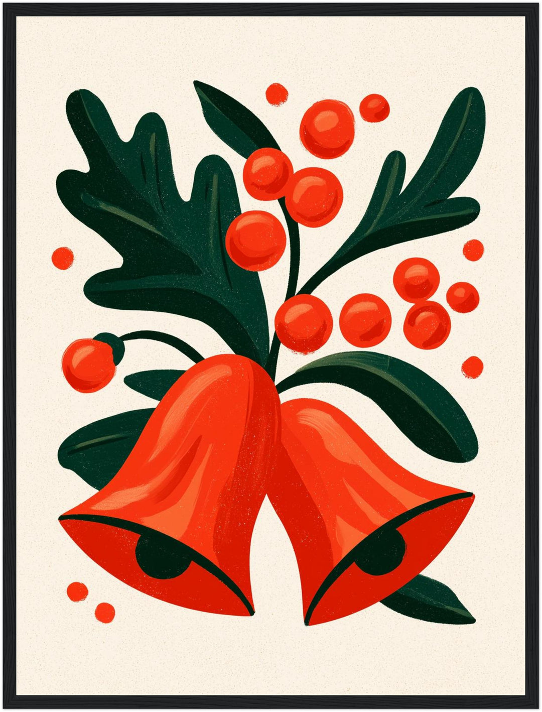 Rote Glocken mit Beeren Poster – Schwarzer Rahmen – Produktfoto