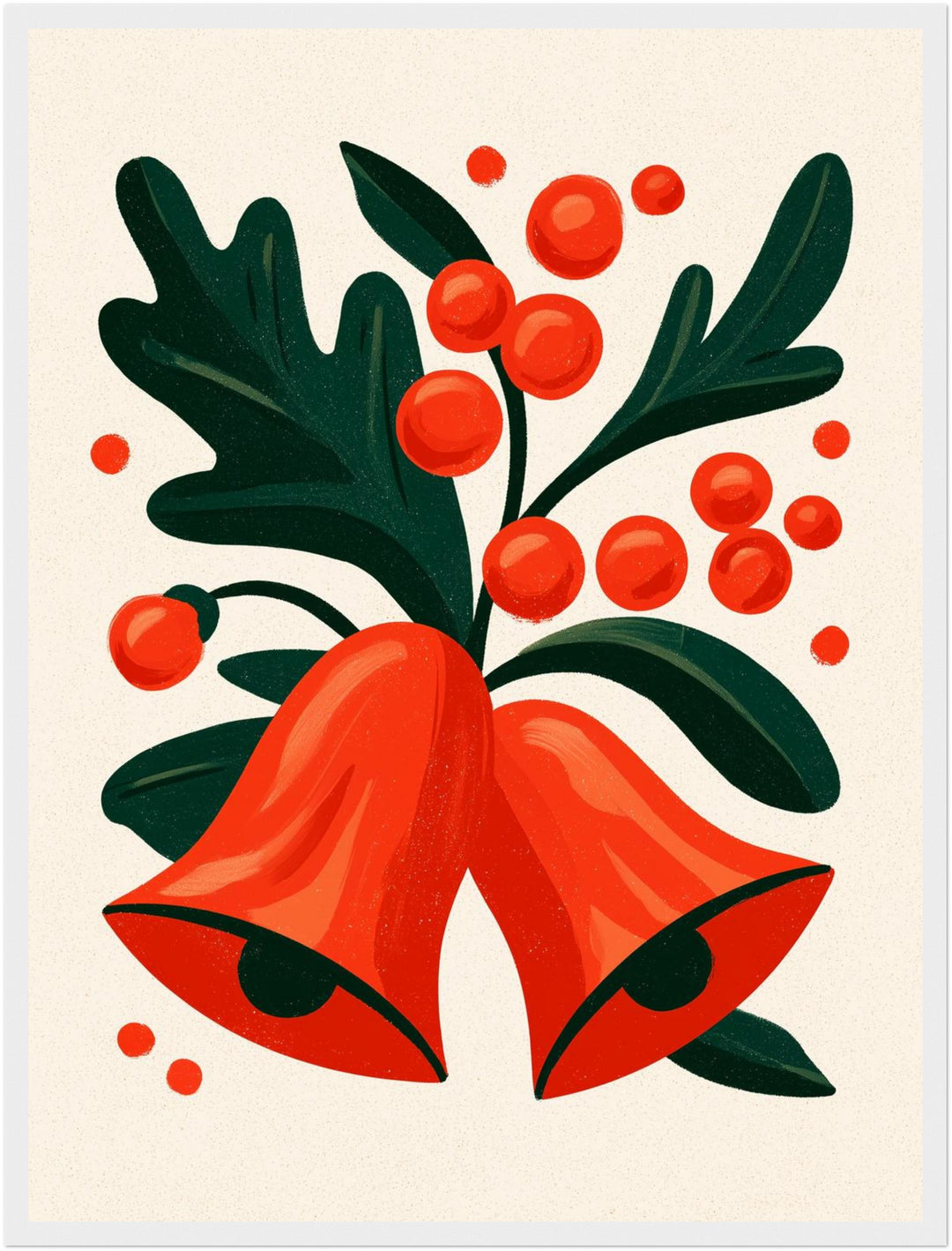 Rote Glocken mit Beeren Poster – Weißer Rahmen – Produktfoto