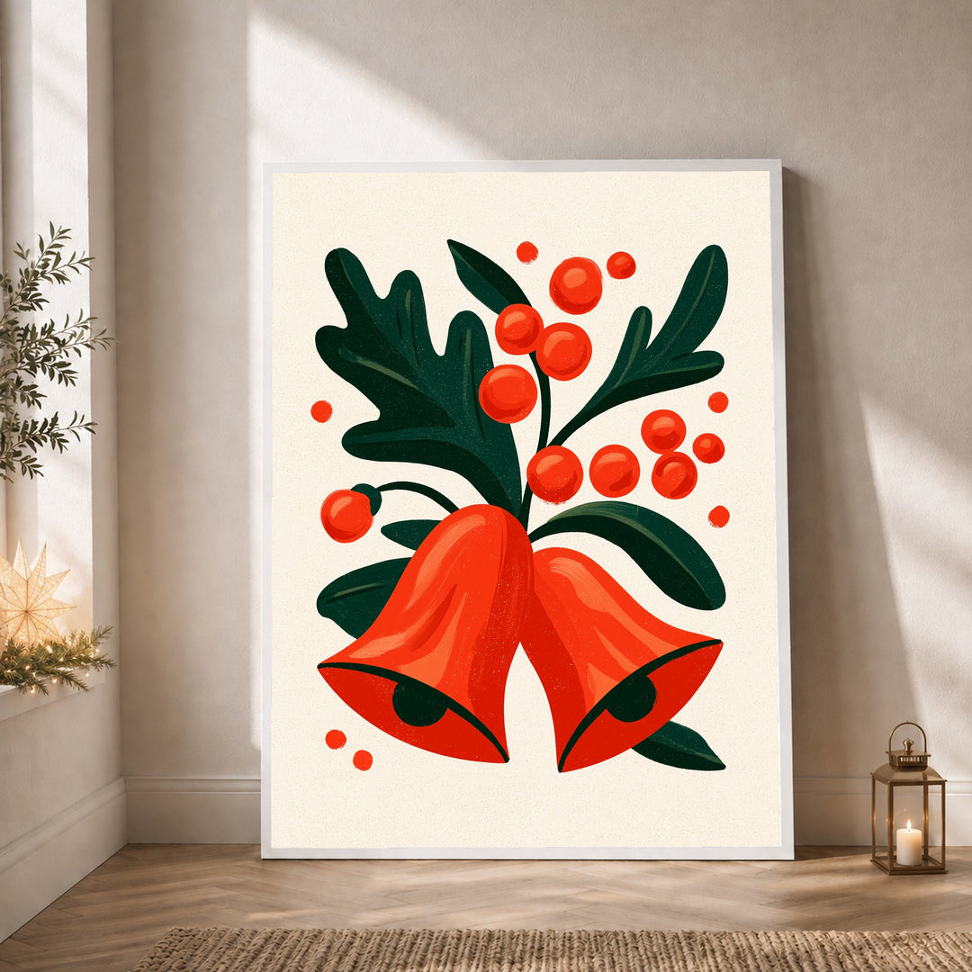 Rote Glocken mit Beeren Poster