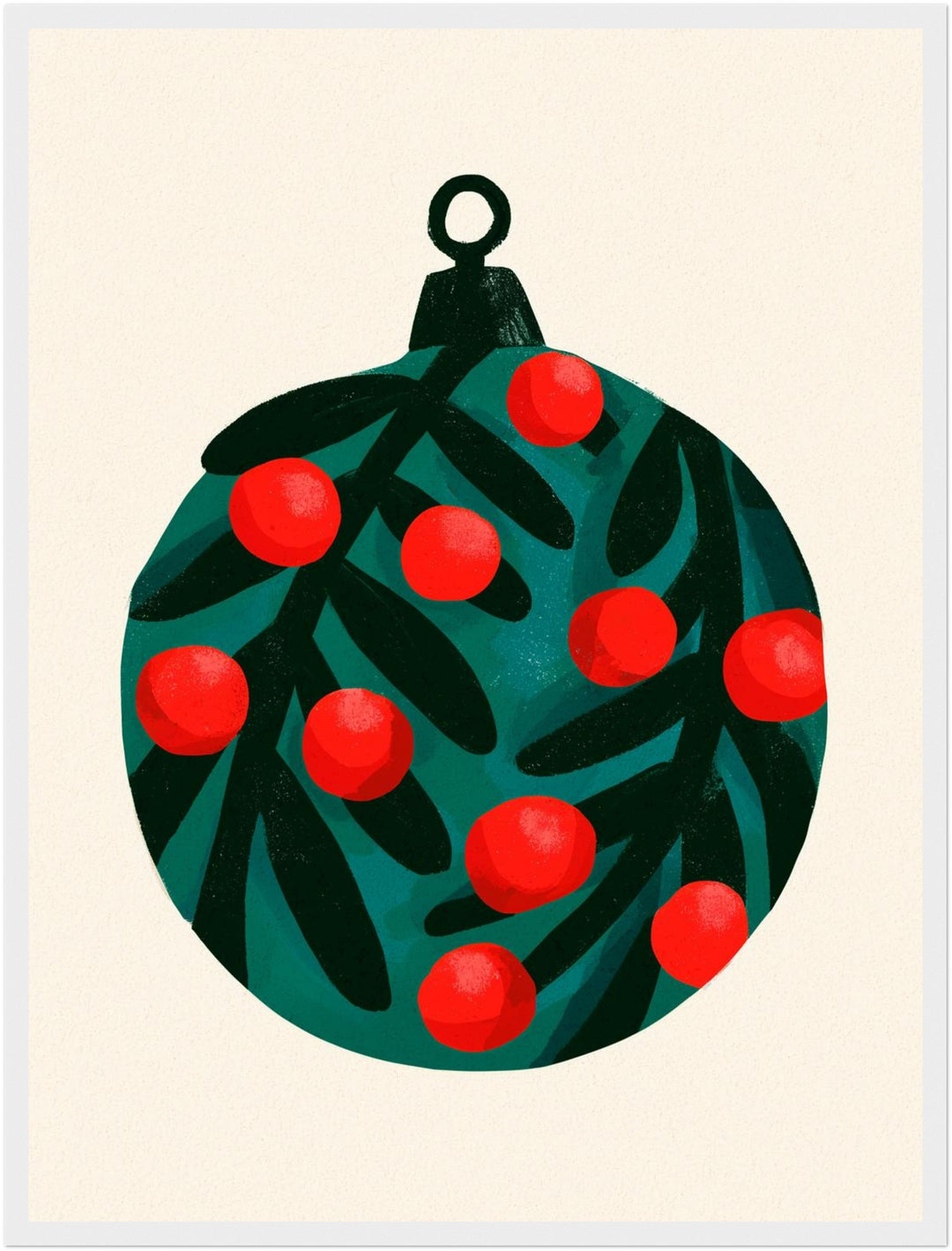 Weihnachtskugel mit Beeren Poster – Weißer Rahmen – Produktfoto