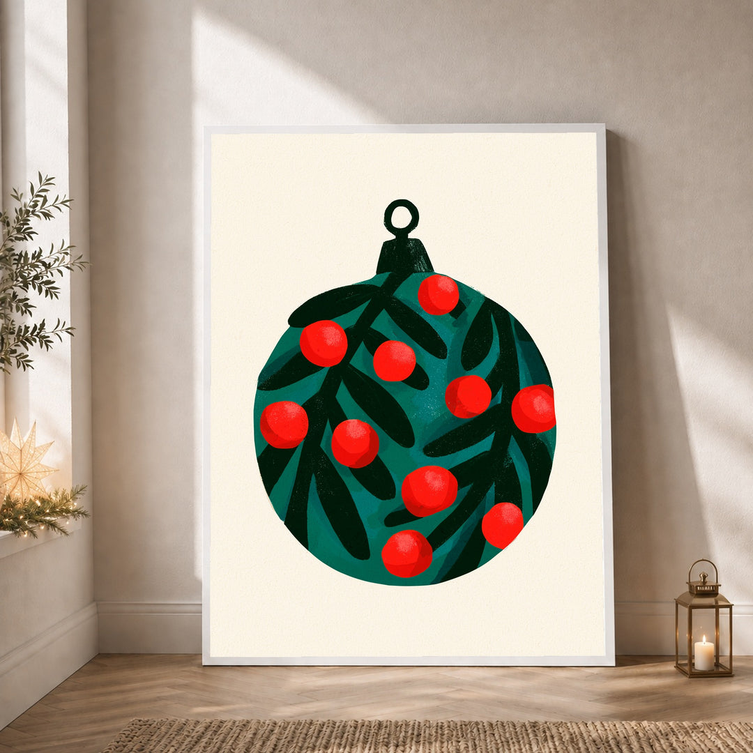 Weihnachtskugel mit Beeren Poster