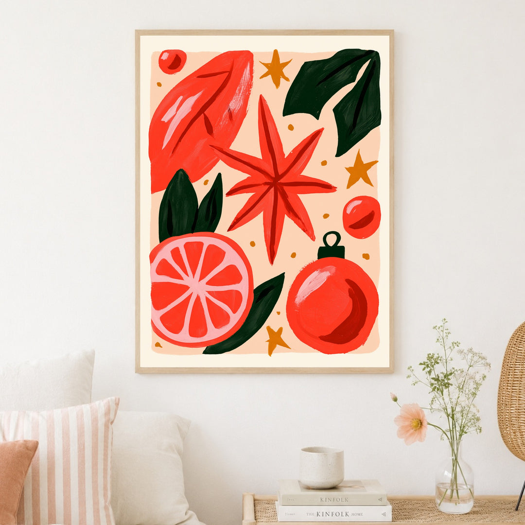Weihnachtliche Zitrus Freude Poster – Holz natur Rahmen – Produktfoto