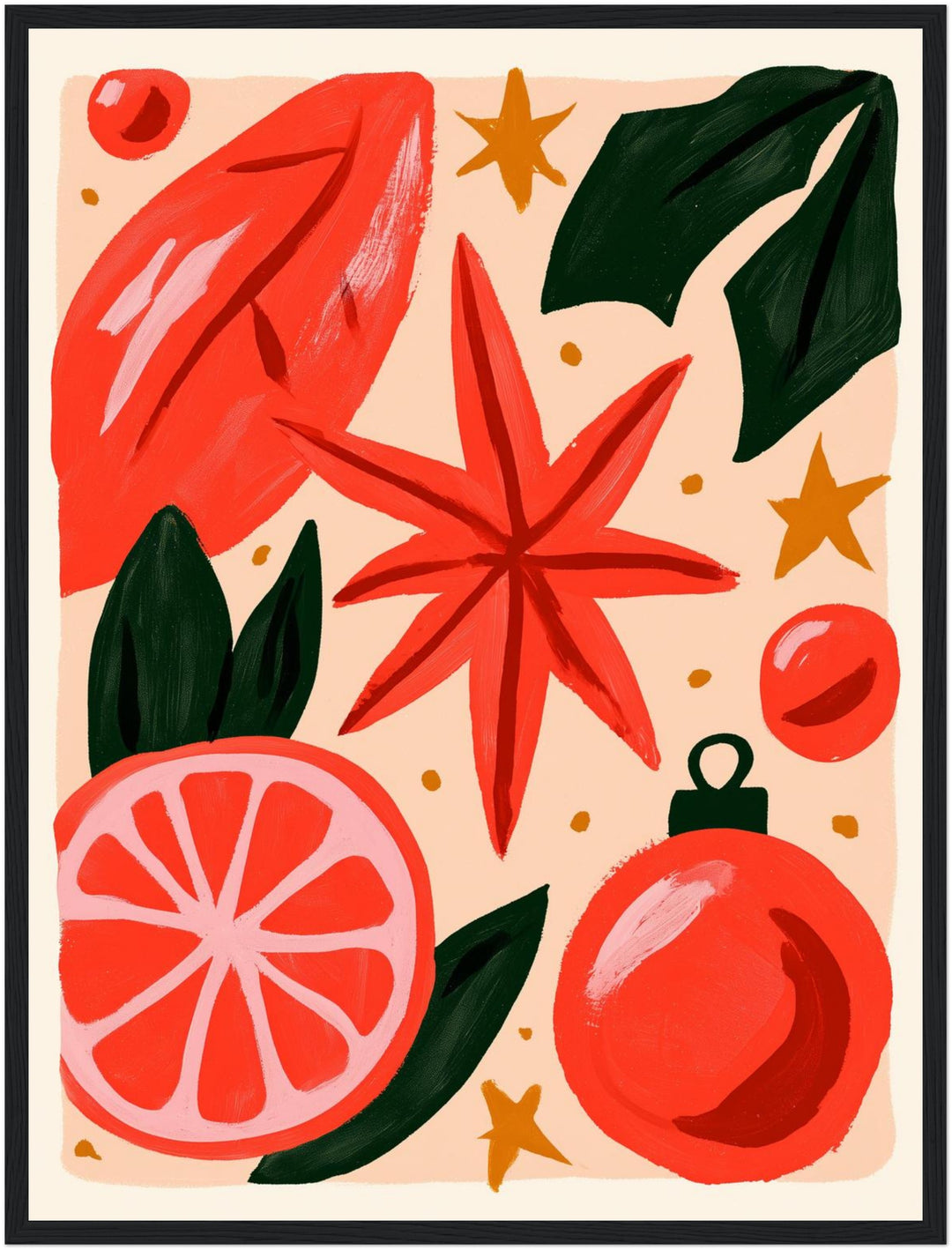 Weihnachtliche Zitrus Freude Poster – Schwarzer Rahmen – Produktfoto